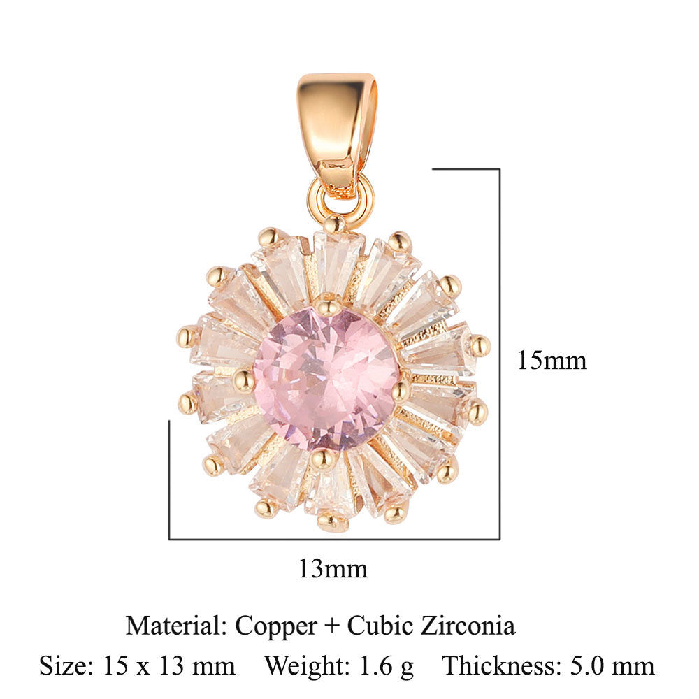Sunflower Tree of Life Copper Zircon DIY Pendant