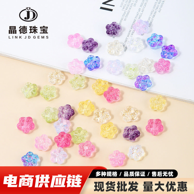 Perlas de flores de cinco pétalos con sinfonía esmaltadas checas de 12 mm