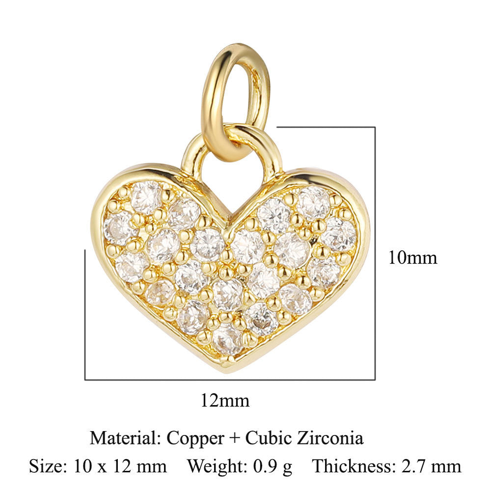 Colgante de cobre y circonita con forma de llave y candado en forma de corazón de melocotón