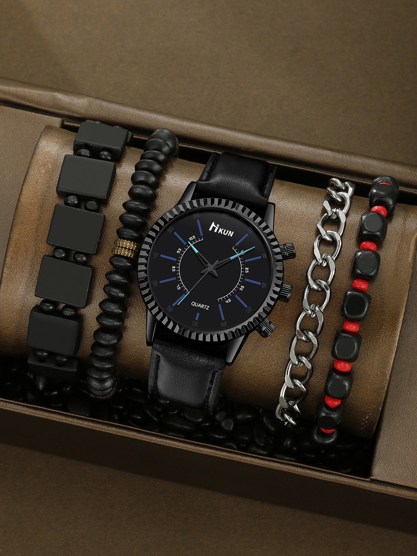 Watch Beaded Alloy Bracelet Set