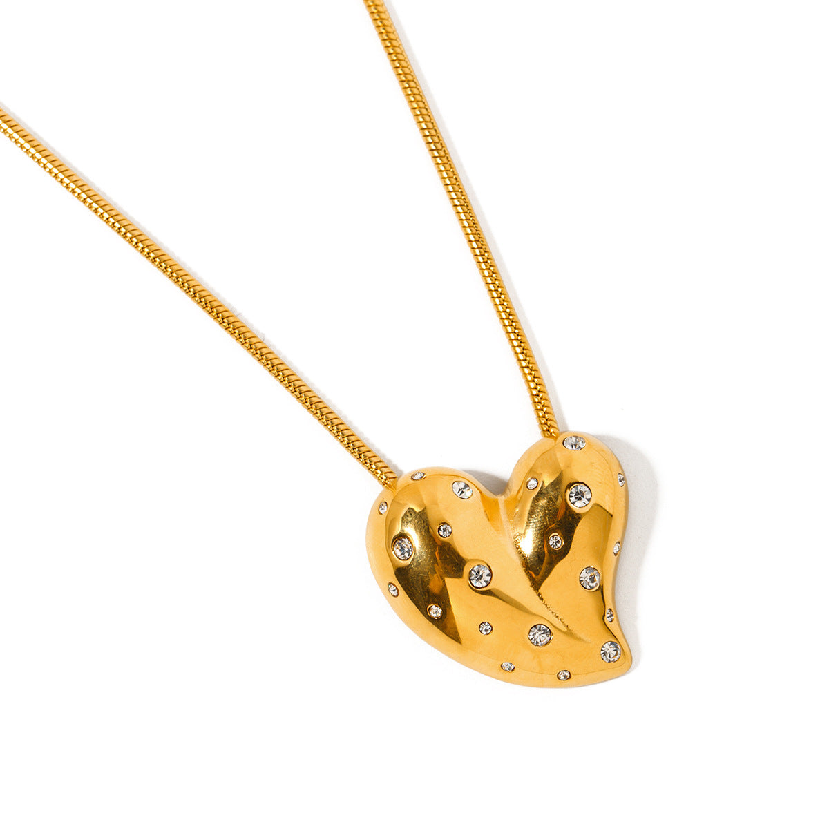 Collar con colgante de corazón de diamantes de imitación blancos