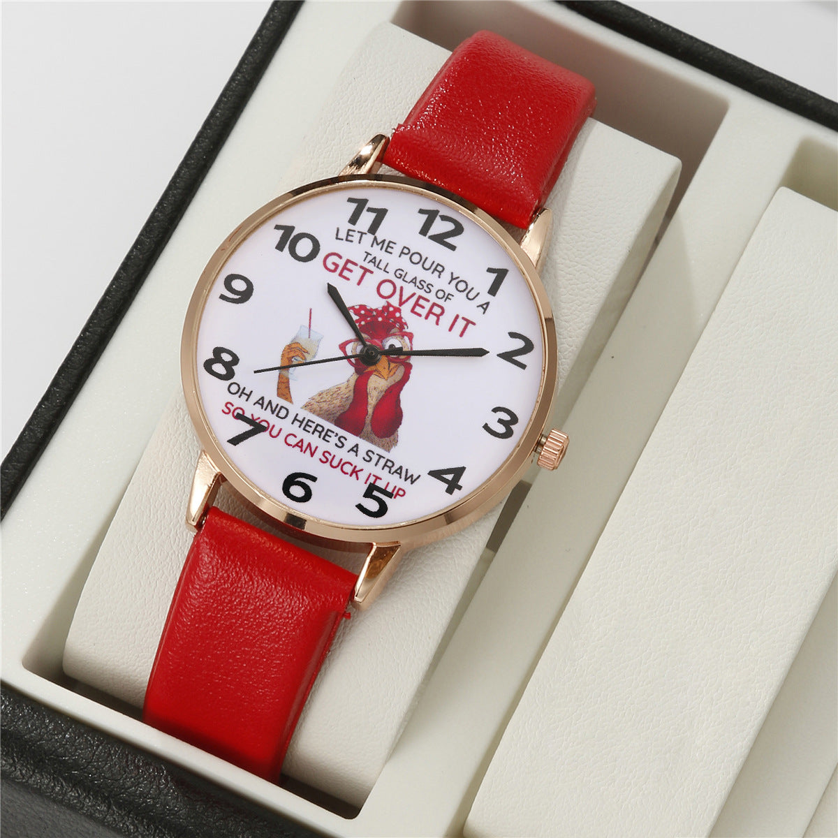 Round digital watch rose bracelet set