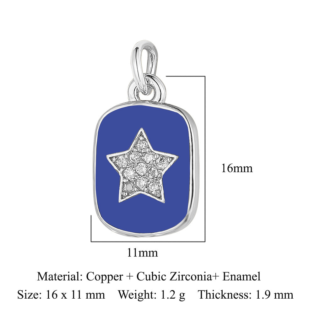 Oil drop diamond star tag copper zircon pendant