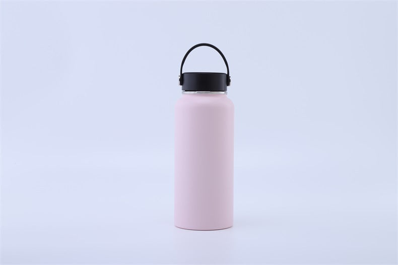 Botella de agua de acero inoxidable 304 con recubrimiento en polvo, portátil para exteriores