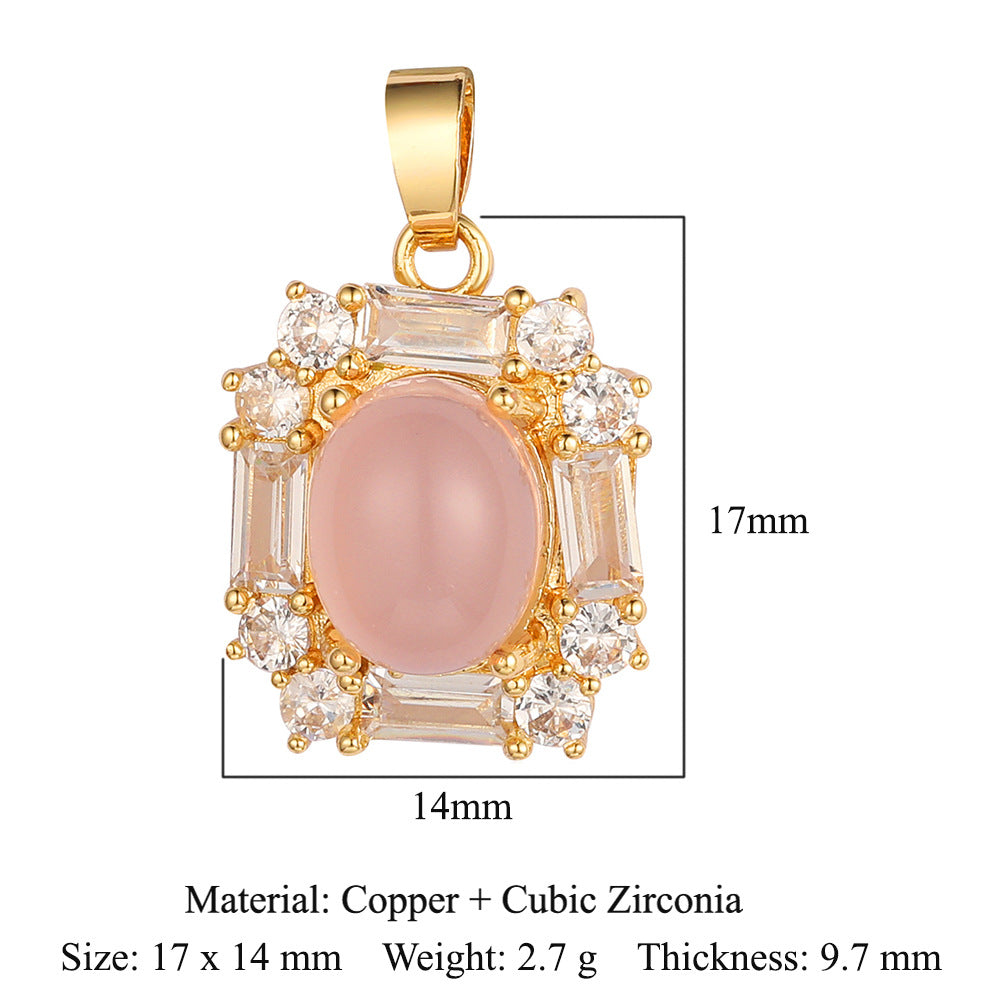 Water drop oval square imitation jade gemstone necklace pendant