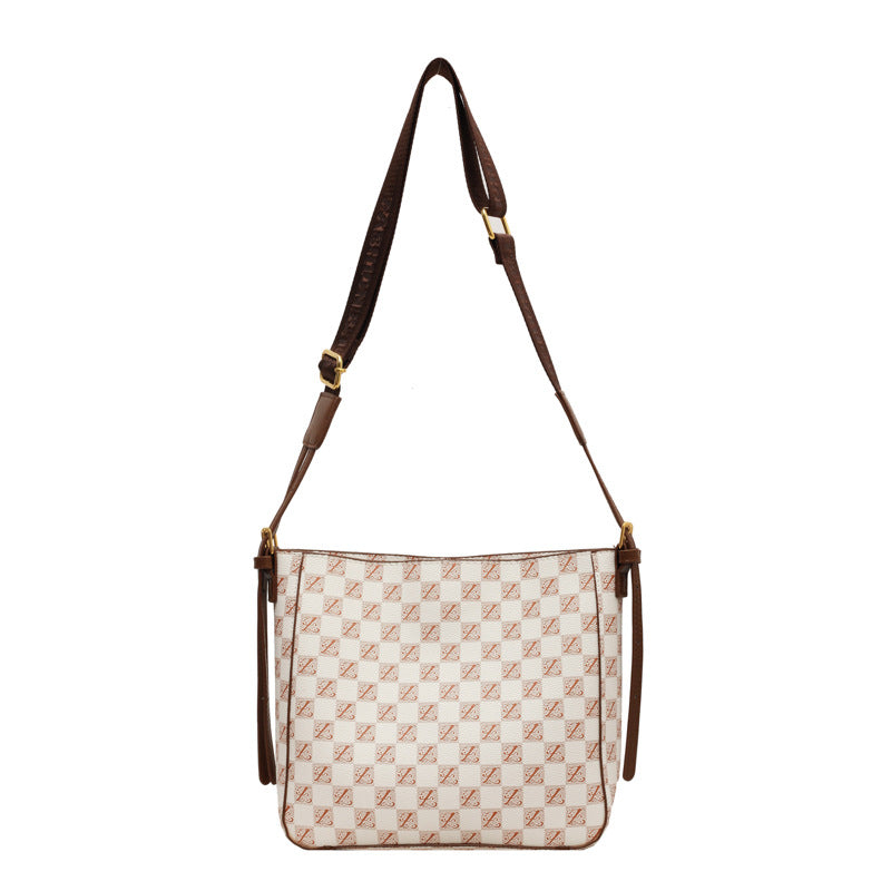 Printed letter wide shoulder strap tote bag