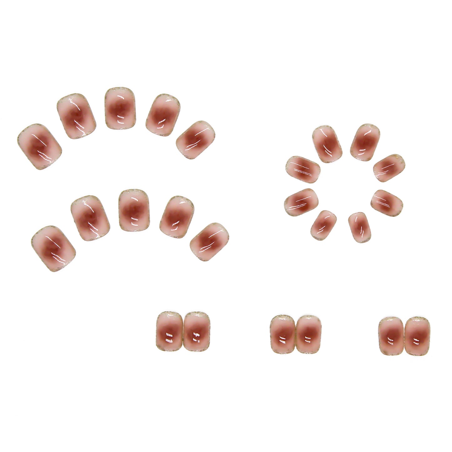 Trendy Blush Wearable Nails: Gold Powder Short