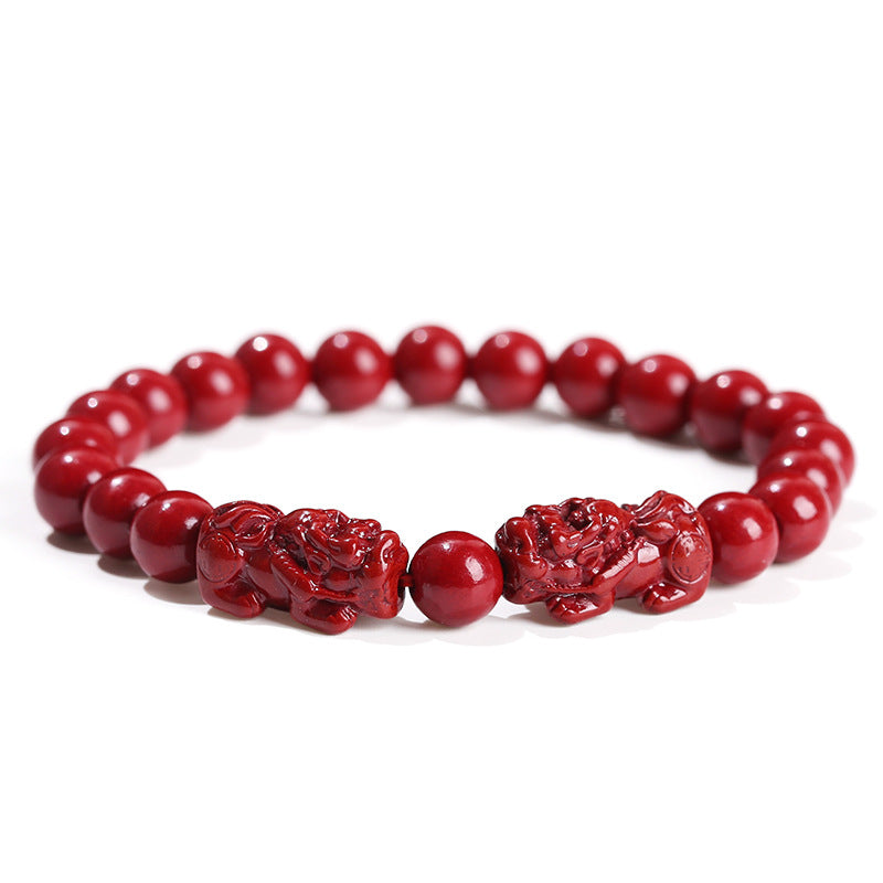 Pulsera doble Pixiu de arena morada y mineral crudo