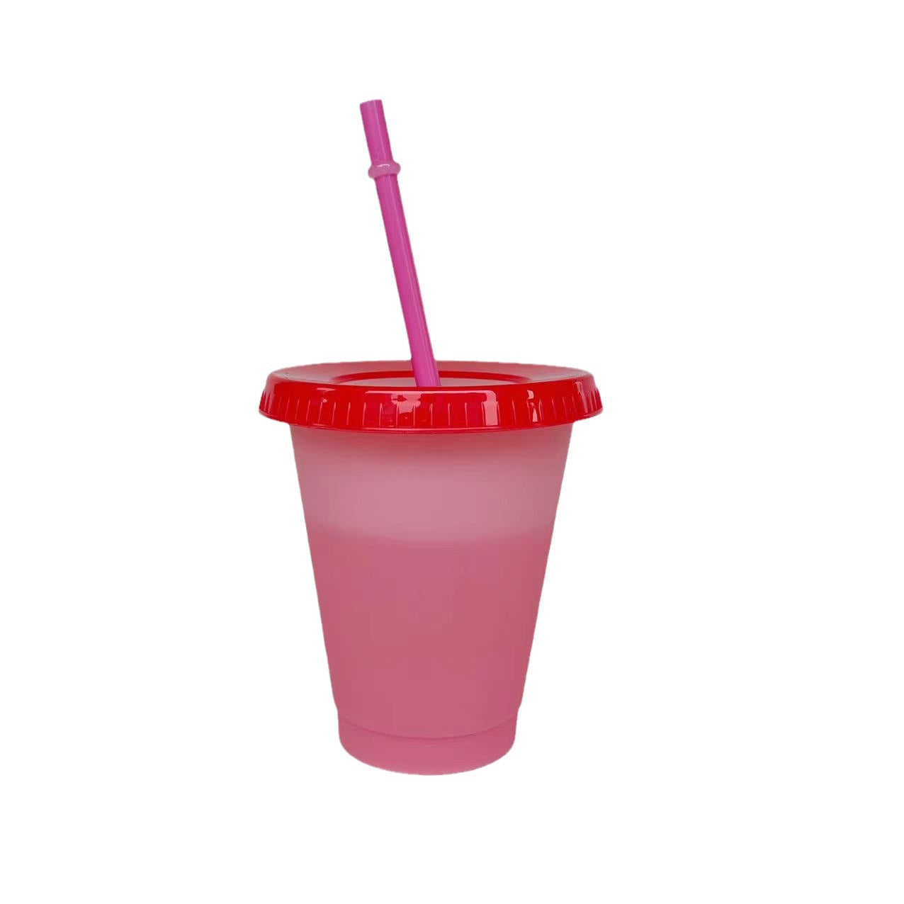 Temperature-sensitive plastic color-changing cup 16oz straw cup