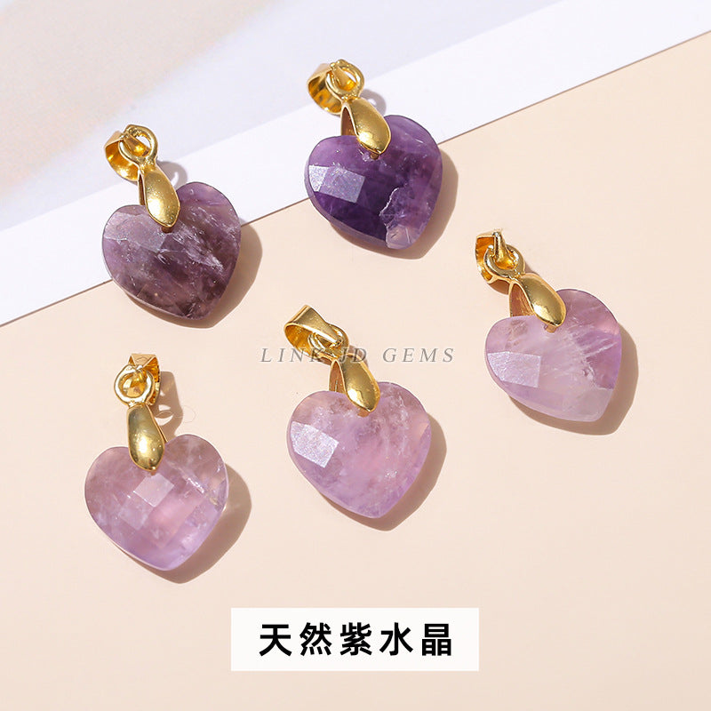 Colgante de corazón de amor tallado en cristal natural de 12 mm