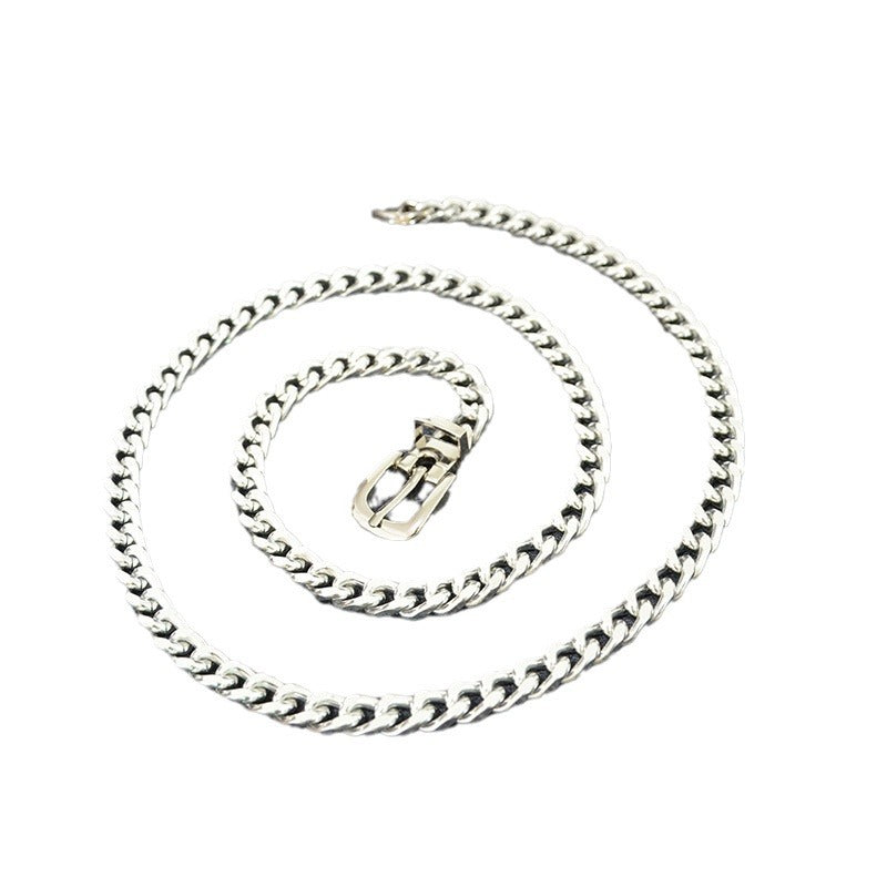 Punk silver chain with jeans