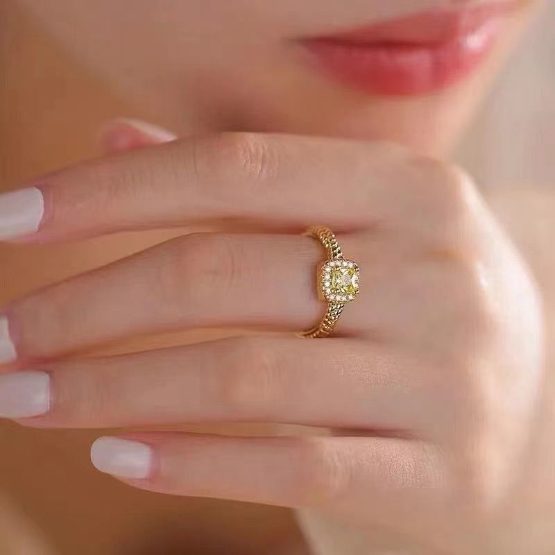 Adjustable Women's Alloy "Sugar Cube" Inlay Ring