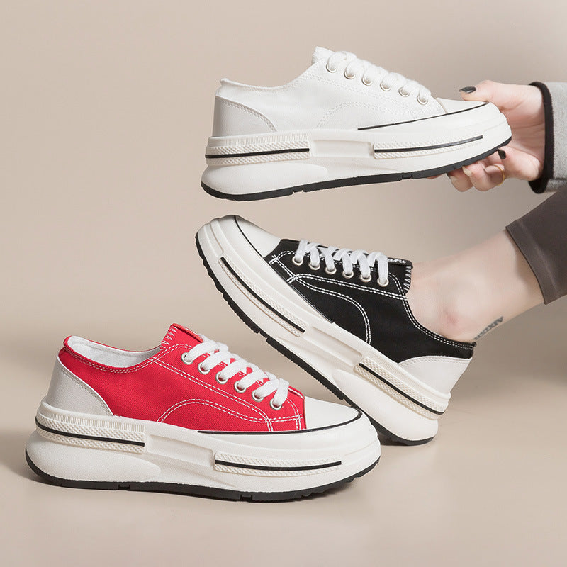 Zapatos de lona de suela gruesa de moda 2023 para mujer