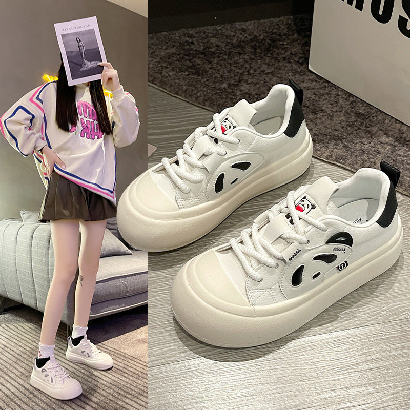 Panda women's platform casual thick-soled sneakers