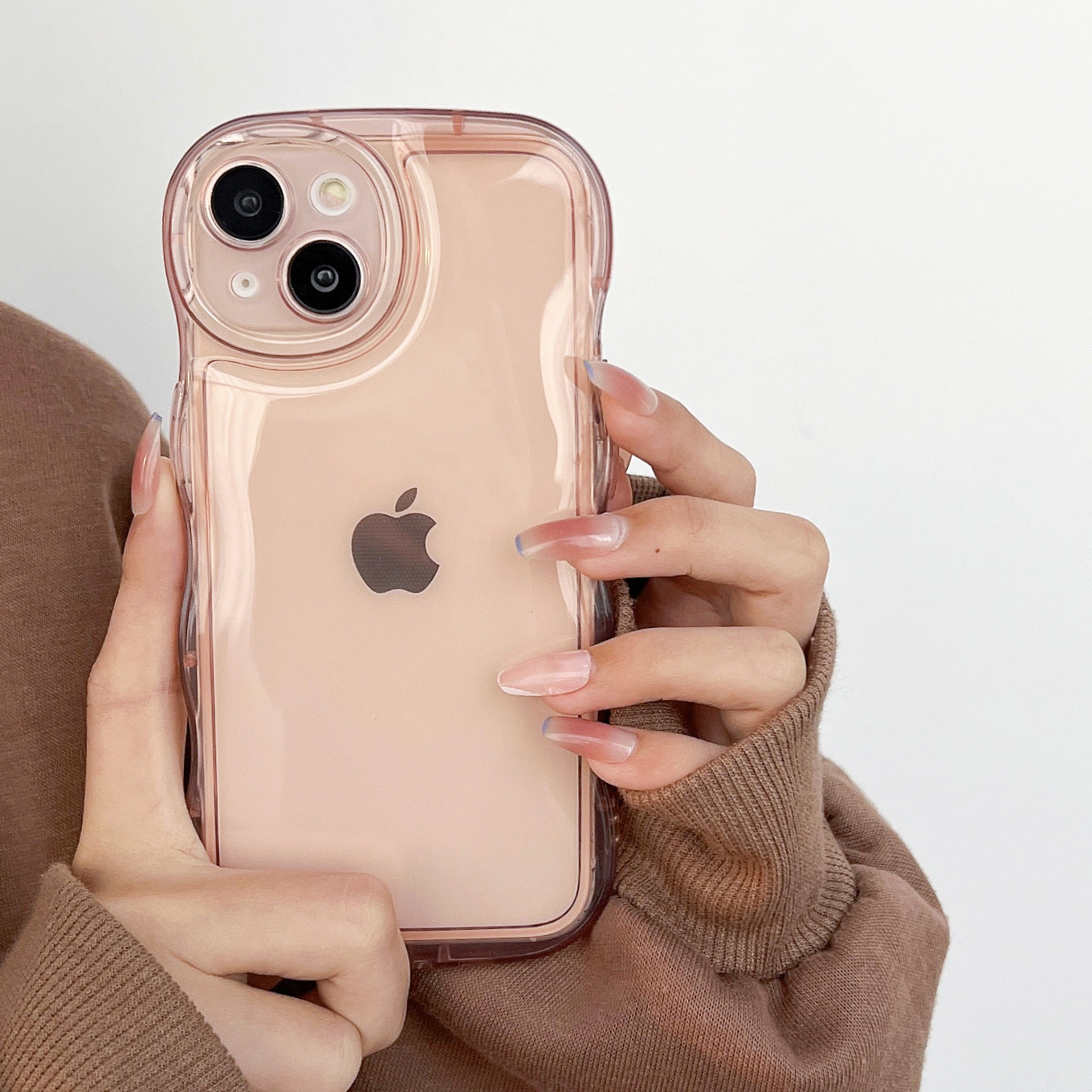 Wavy Bubble Case iPhone15 Pro 7P 13 TPU Full Clear Cover