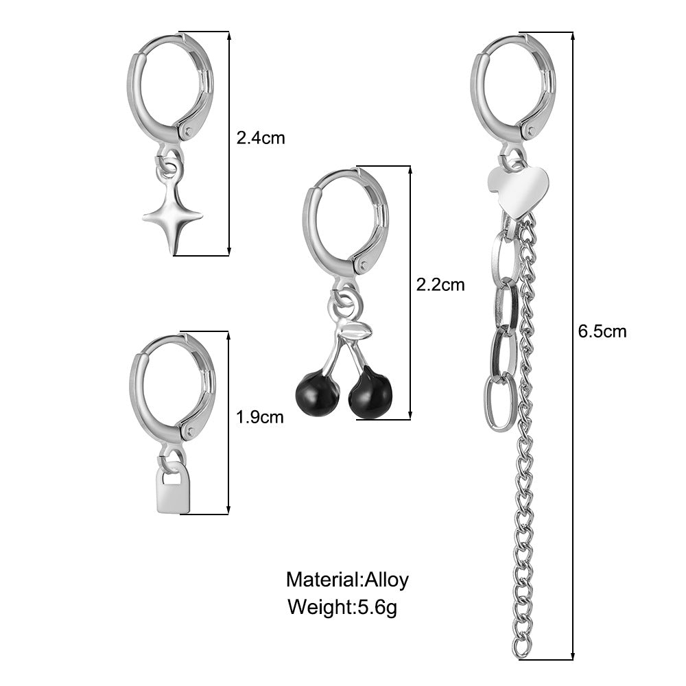 Bear heart earrings 6-piece set