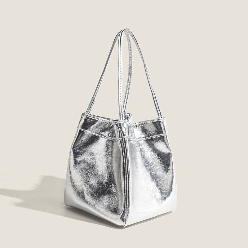 Tote tipo cubo plateado