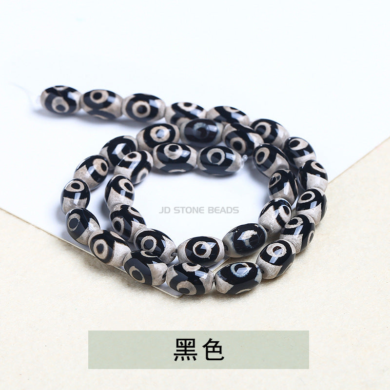 8 * 12Mm Tibetan Buddhist beads three-eye dzi beads agate rice-shaped loose beads