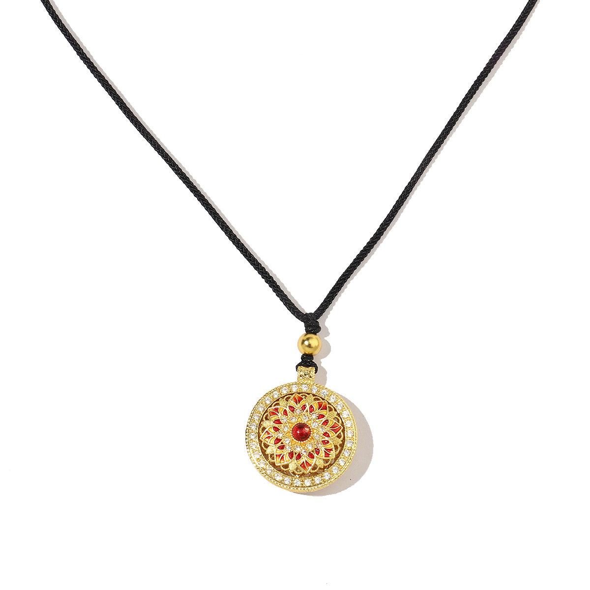 Collar de oro y arena con forma de calabaza y dios de la riqueza bañado en oro real de 24 quilates