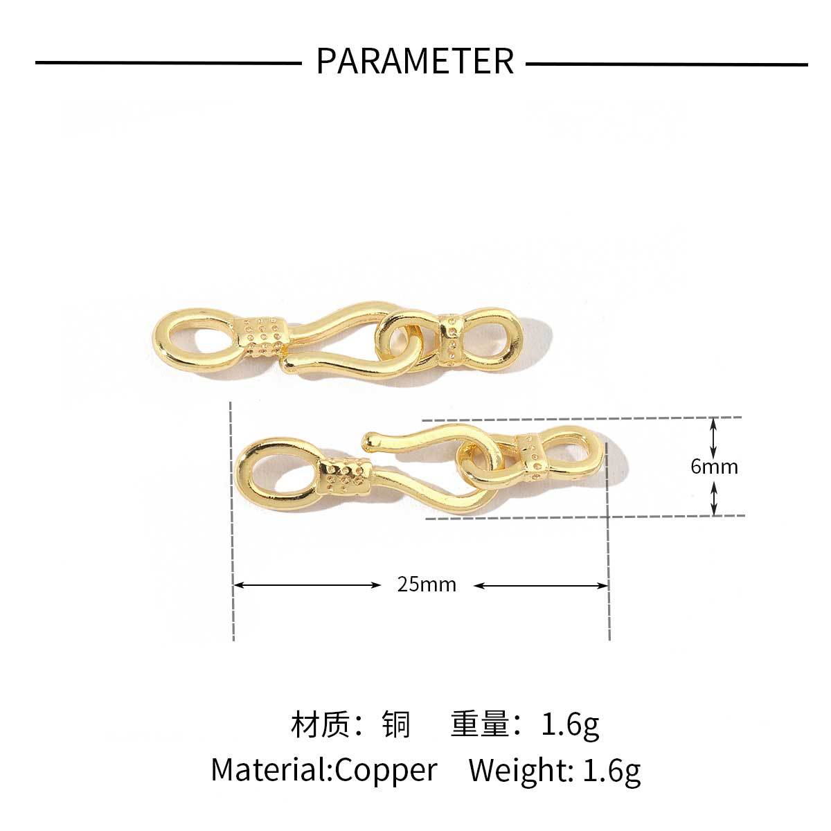 18K real gold copper zircon detachable connecting buckle