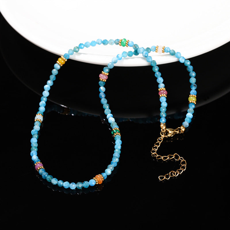 Cut natural apatite beads