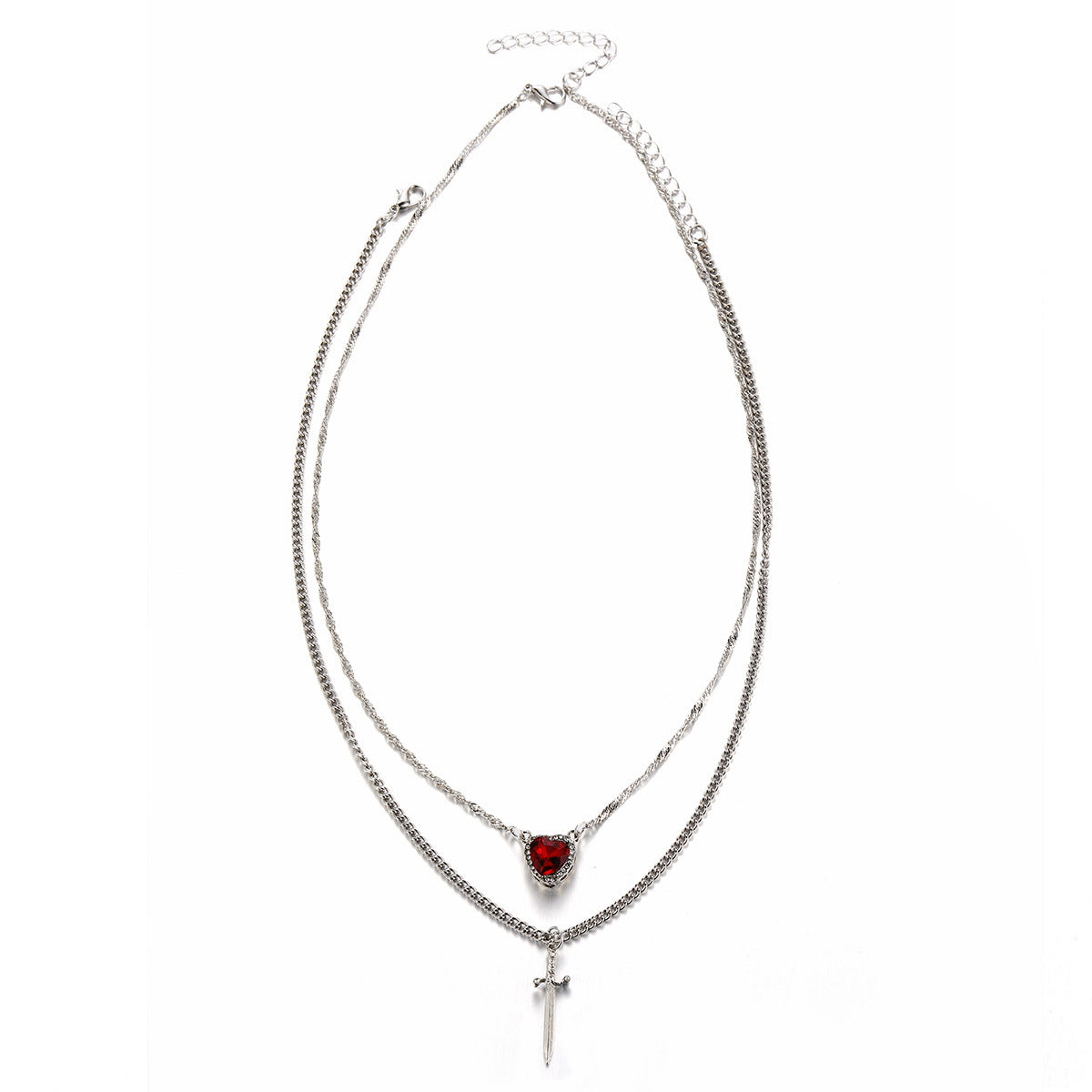 Arrow Through Heart Dagger Necklace