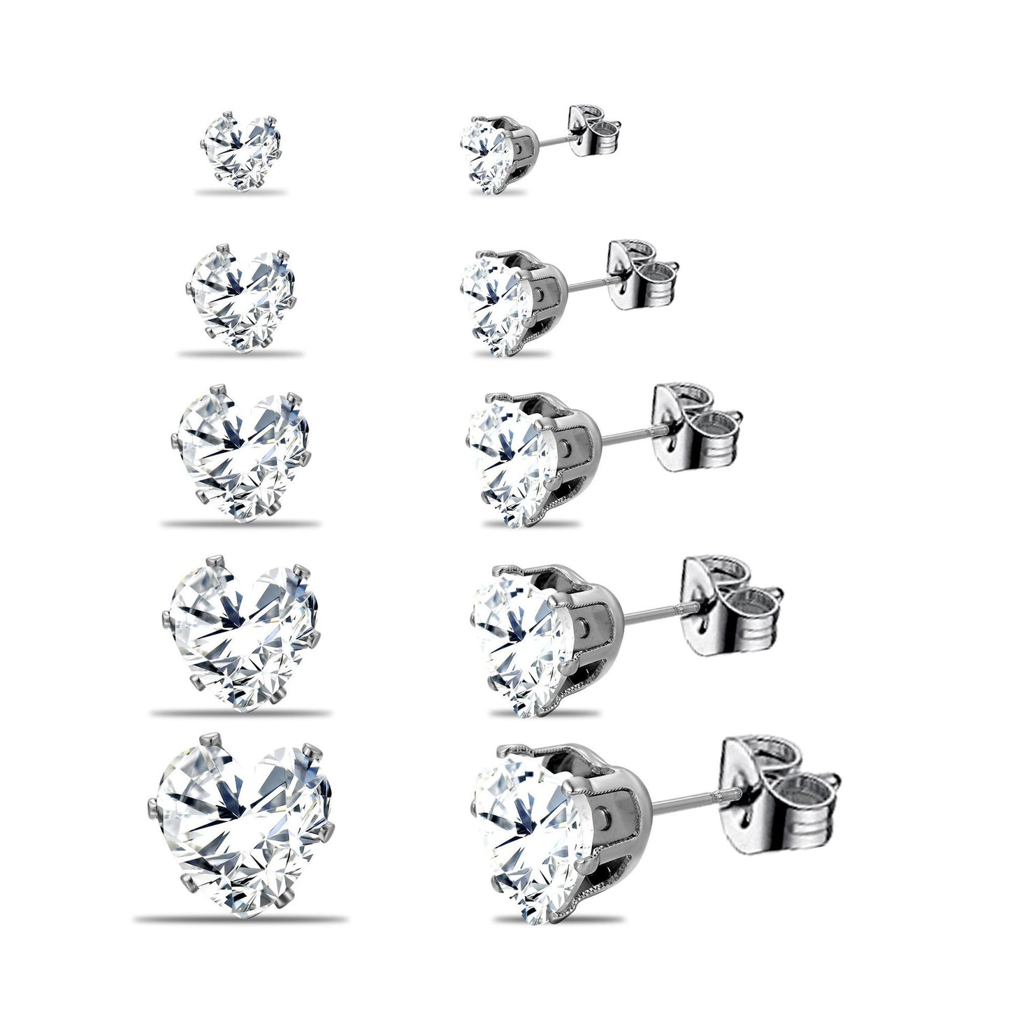 5 Pairs Rhinestone Stud Earrings