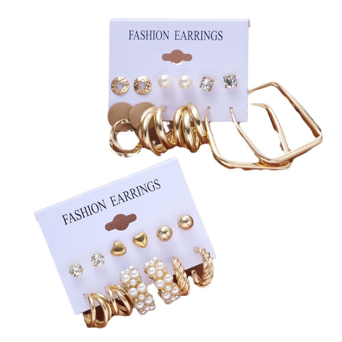 12-Piece Geometric Imitation Pearl Earring Set