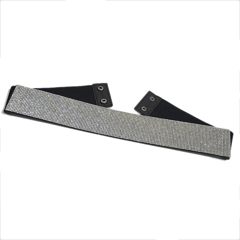 Rhinestone inlaid elastic elastic belt