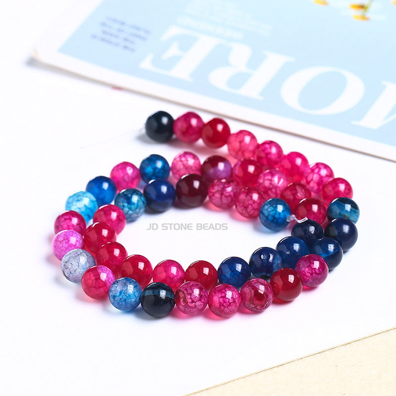 Accesorios de joyería con cuentas sueltas de ágata con patrón de dragón rojo