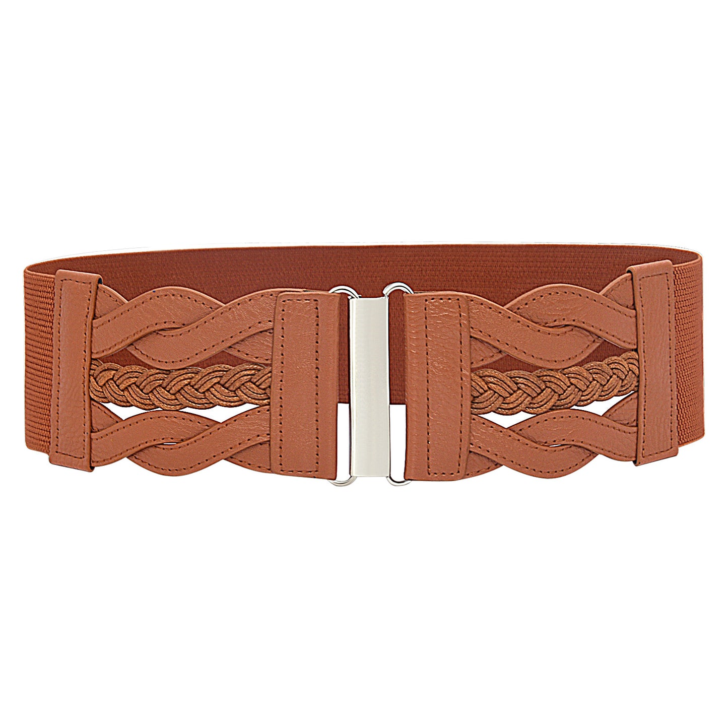 Retro style elastic waist seal coffee color