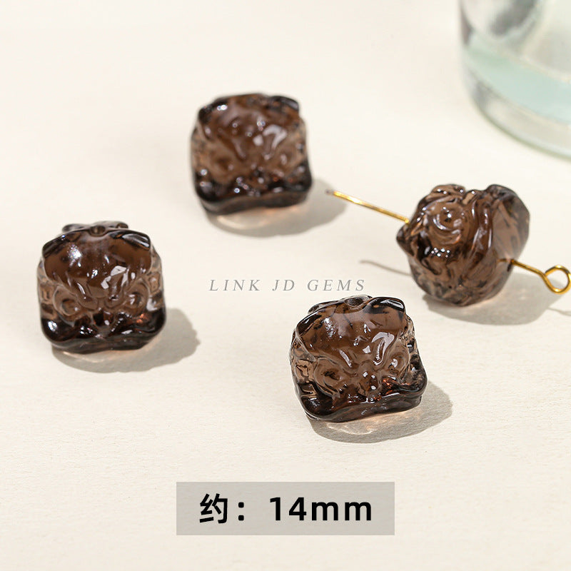Obsidian carving ice obsidian nine-tailed fox loose beads