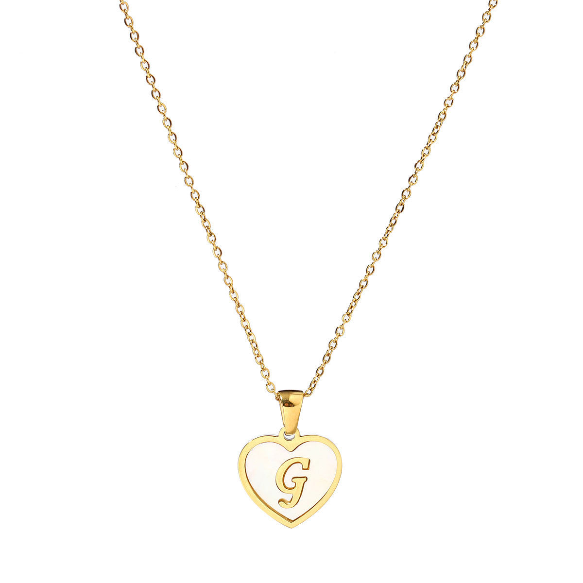 Titanium steel heart-shaped 26 English letter necklace