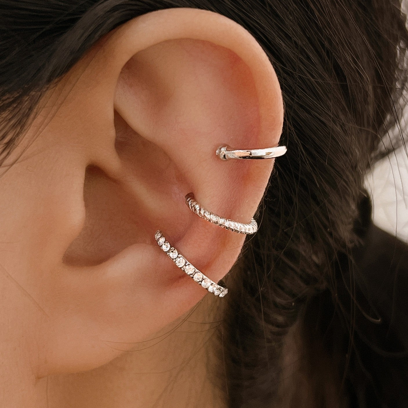 Crystal C-Shape Ear Cuffs (No Piercing)