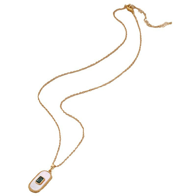 Vintage Oval Zircon Gold-Plated Collarbone Necklace — Personalized Simple Women's Pendant