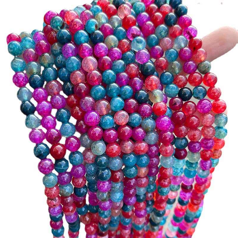 Tourmaline color popping agate round beads candy color