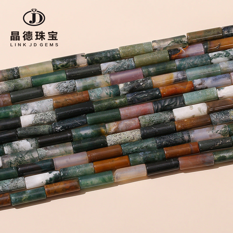 4 * 13 Natural Indian Agate Round Tube Loose Beads