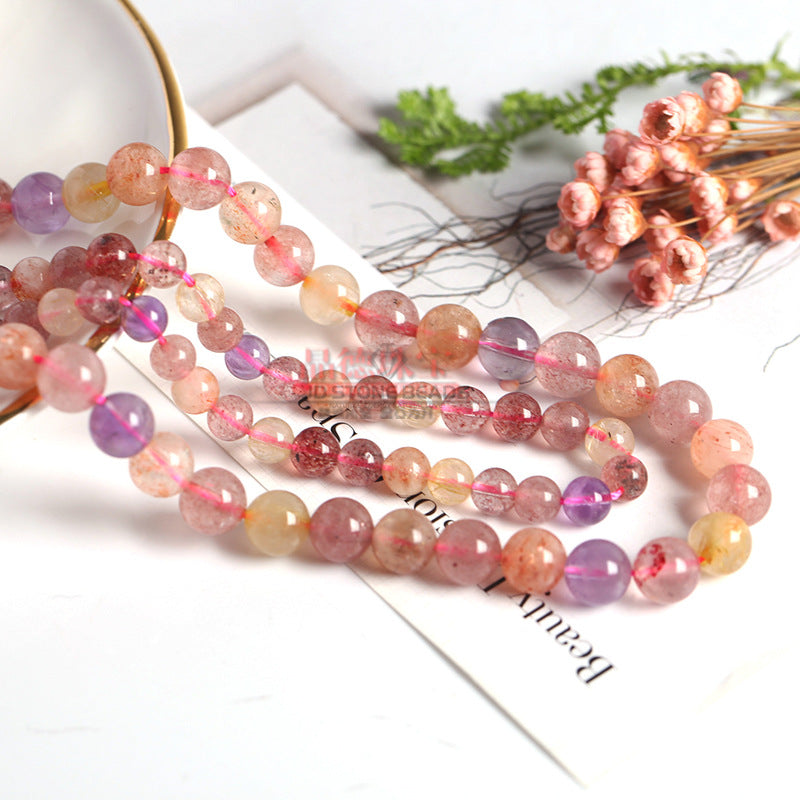 Siete cuentas sueltas de cristal, cuentas redondas de cristal de colores mezclados