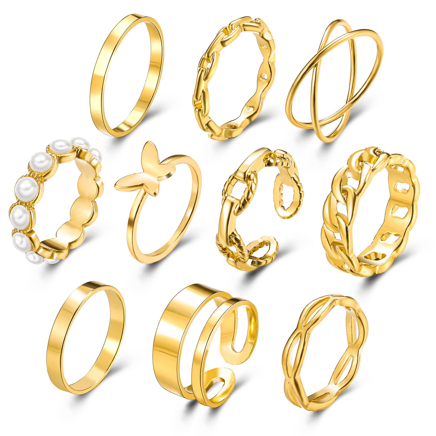 Pearl & Butterfly Ring Set