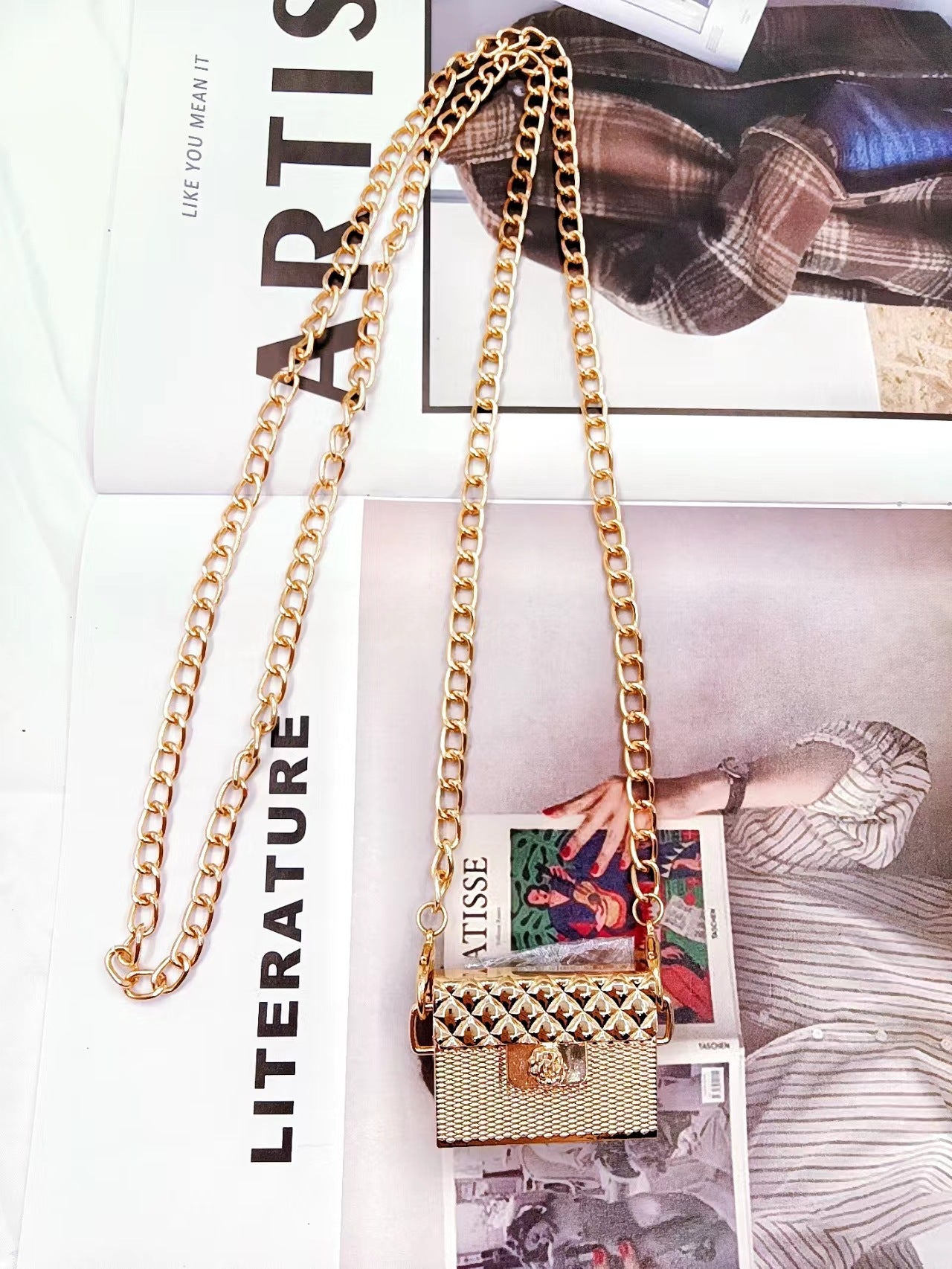 Pearl chain messenger bag waist chain