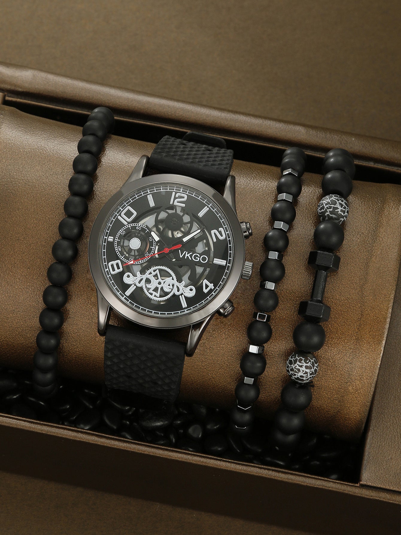 Alloy Watch Leather Strap Bracelet Set