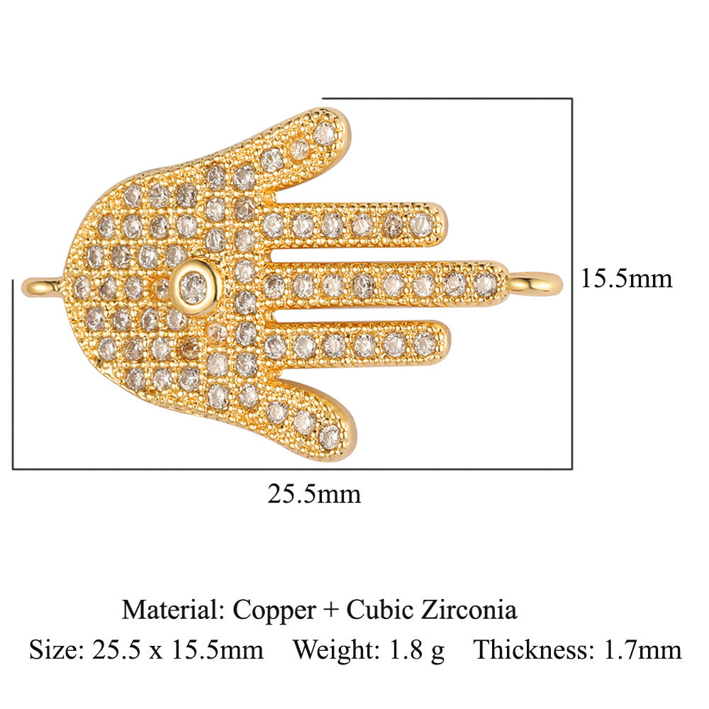 Tree of Life Eye Feather Copper Zircon Connection Accessories