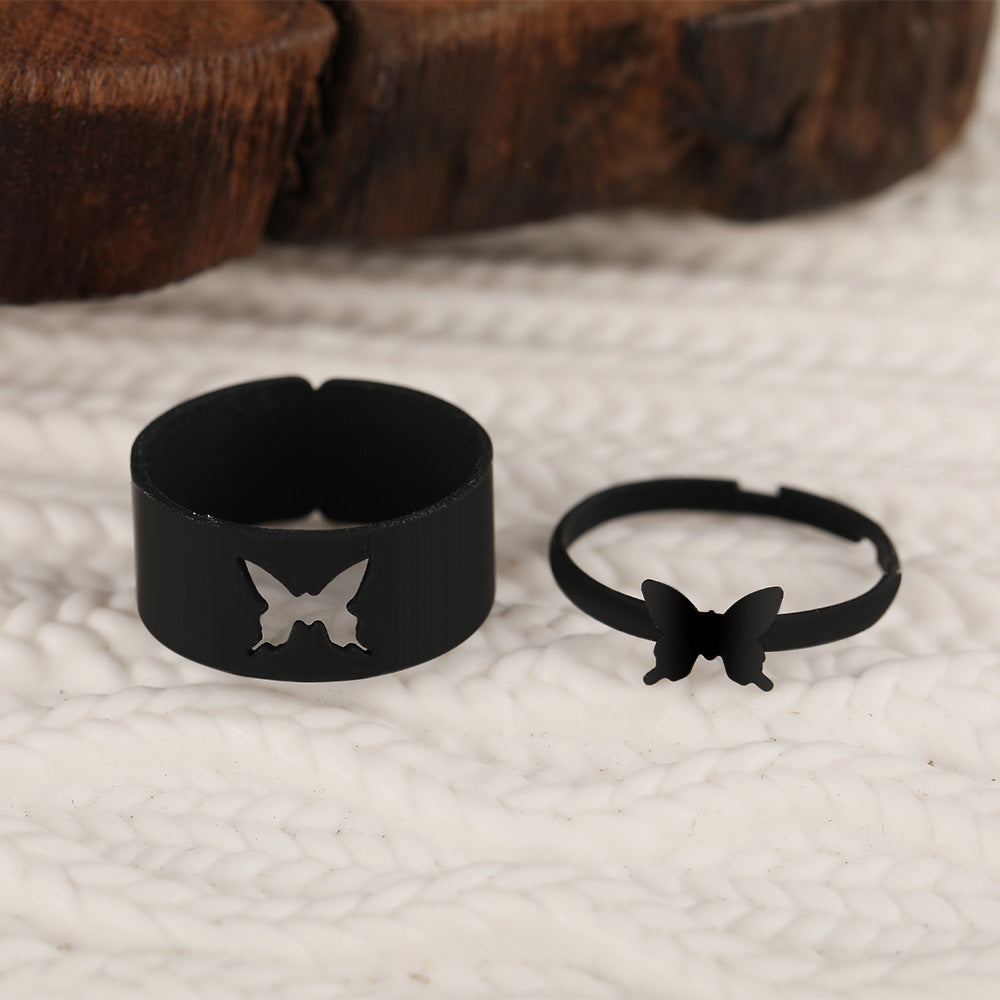 Punk style couple ring set