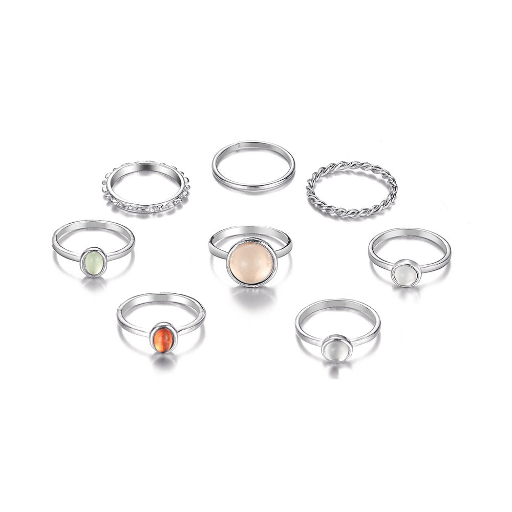 8-Piece Color Index Finger Ring Set