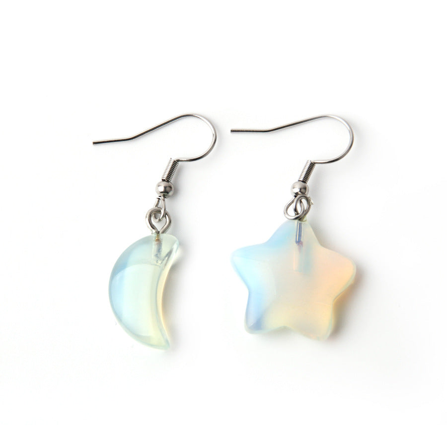 Pendientes Crystal Star Moon Cuarzo Rosa