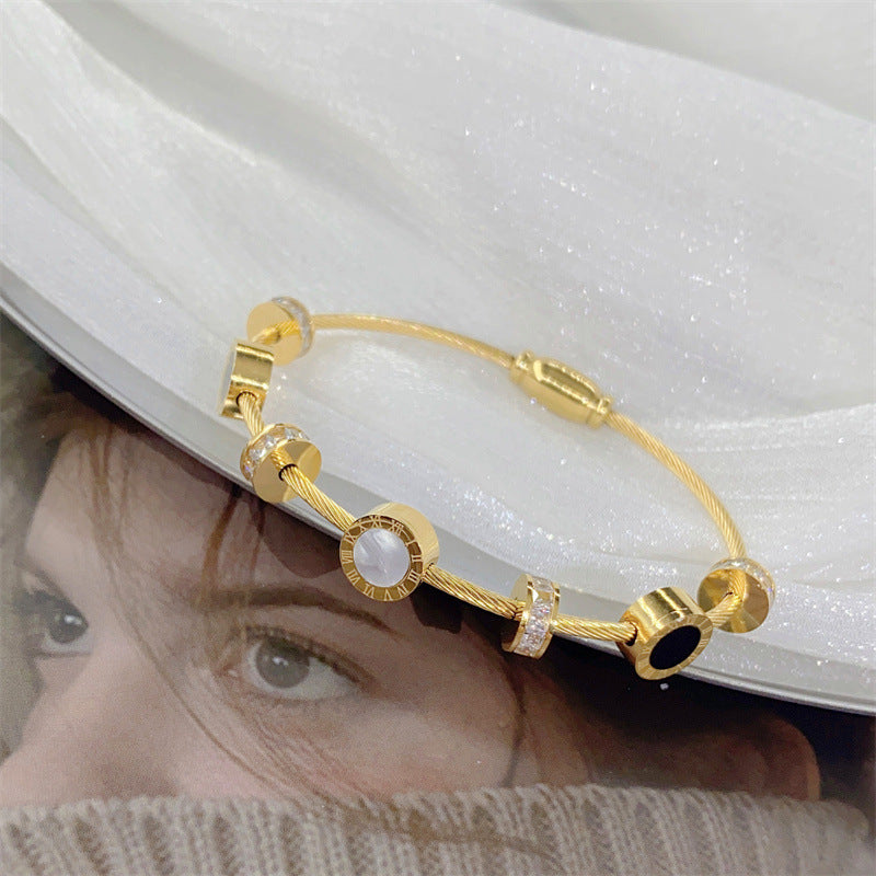 18K Titanium Steel Bracelet, Elegant Chic Magnetic Clasp