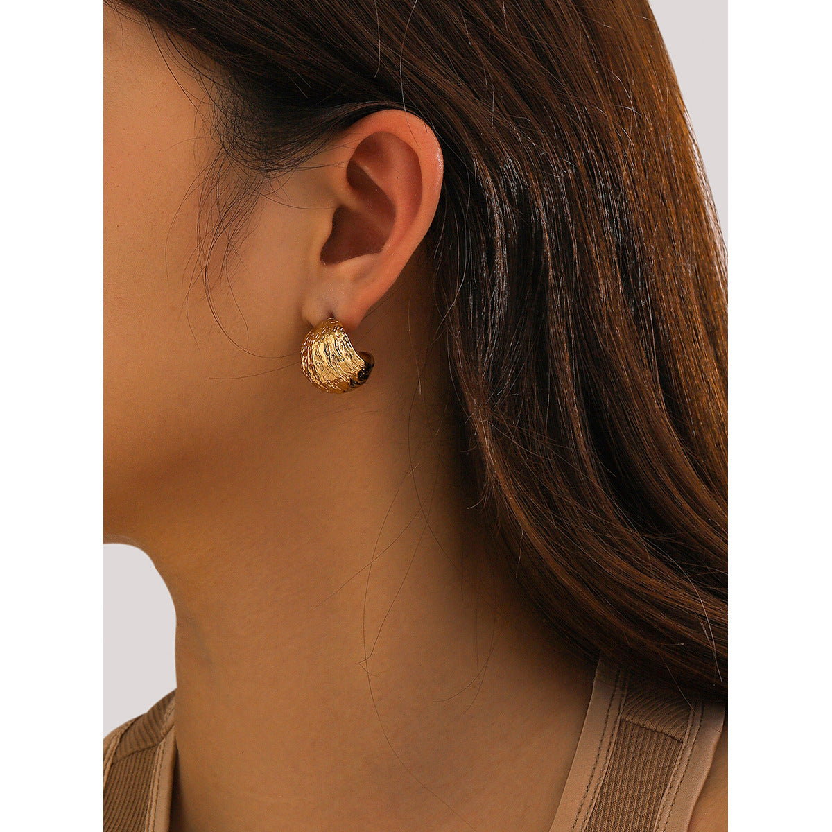 Textured C-Shaped Earrings