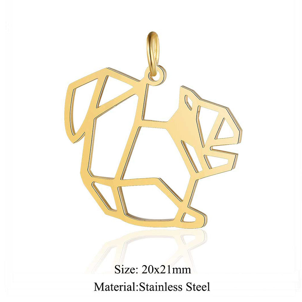 5 pcs/titanium steel paper-cut style animal pendant.