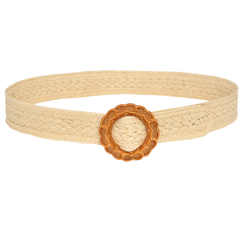 Popular wooden buckle women's waist seal