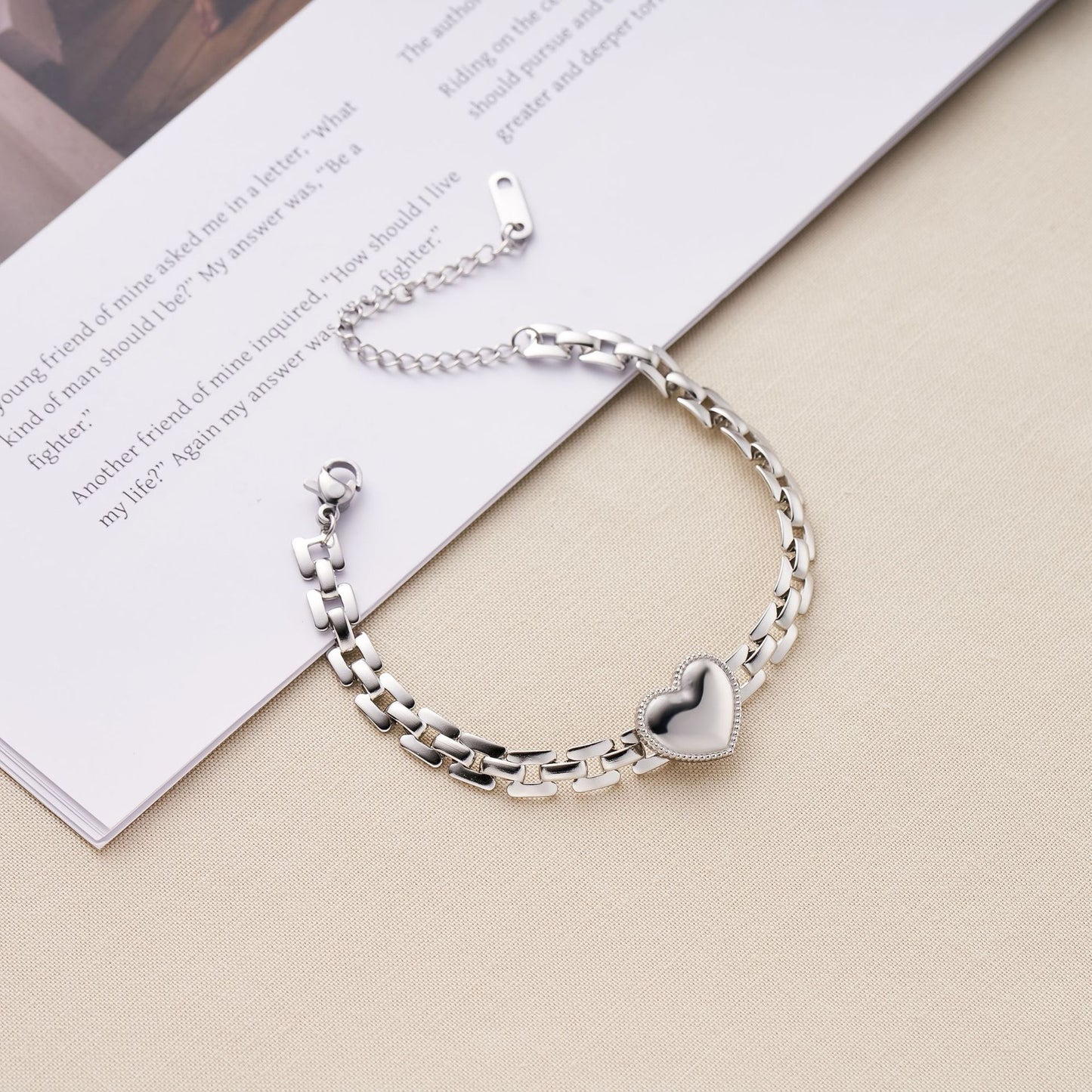 Titanium Steel Heart Chain Bracelet